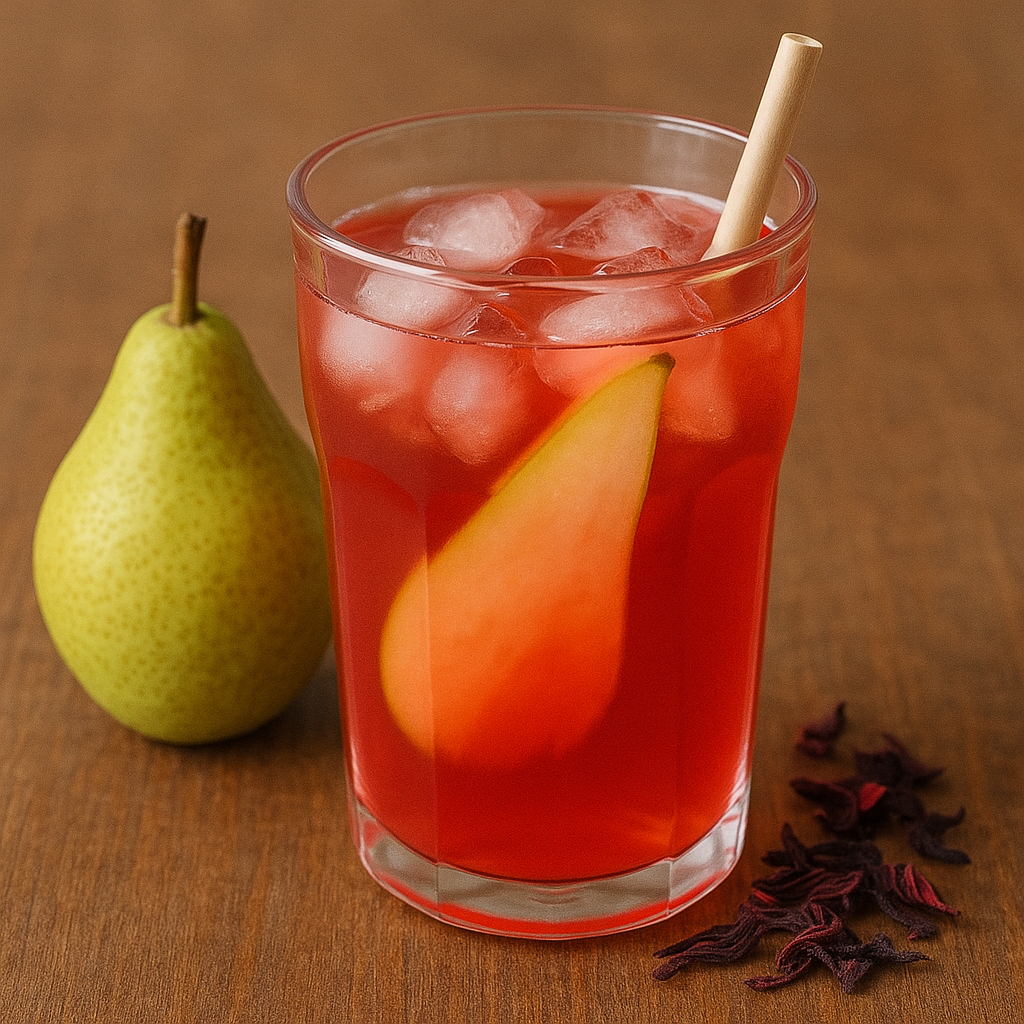 Thé glacé poire hibiscus 